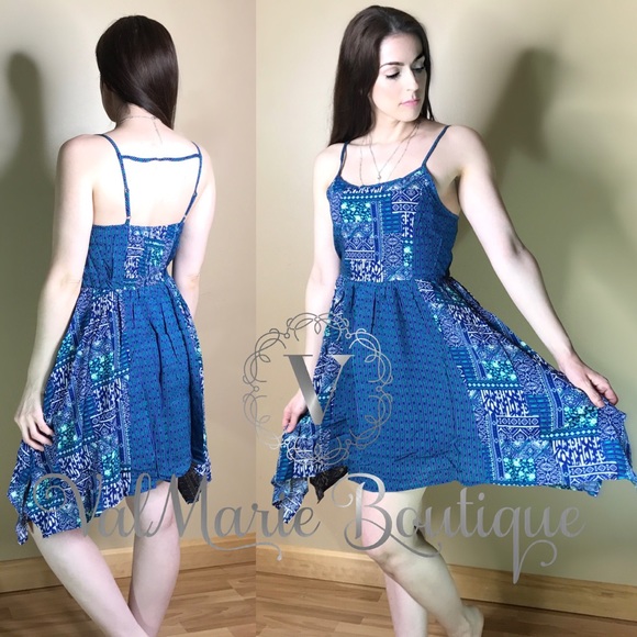 Blue Tribal Print Dress - Picture 2 of 4